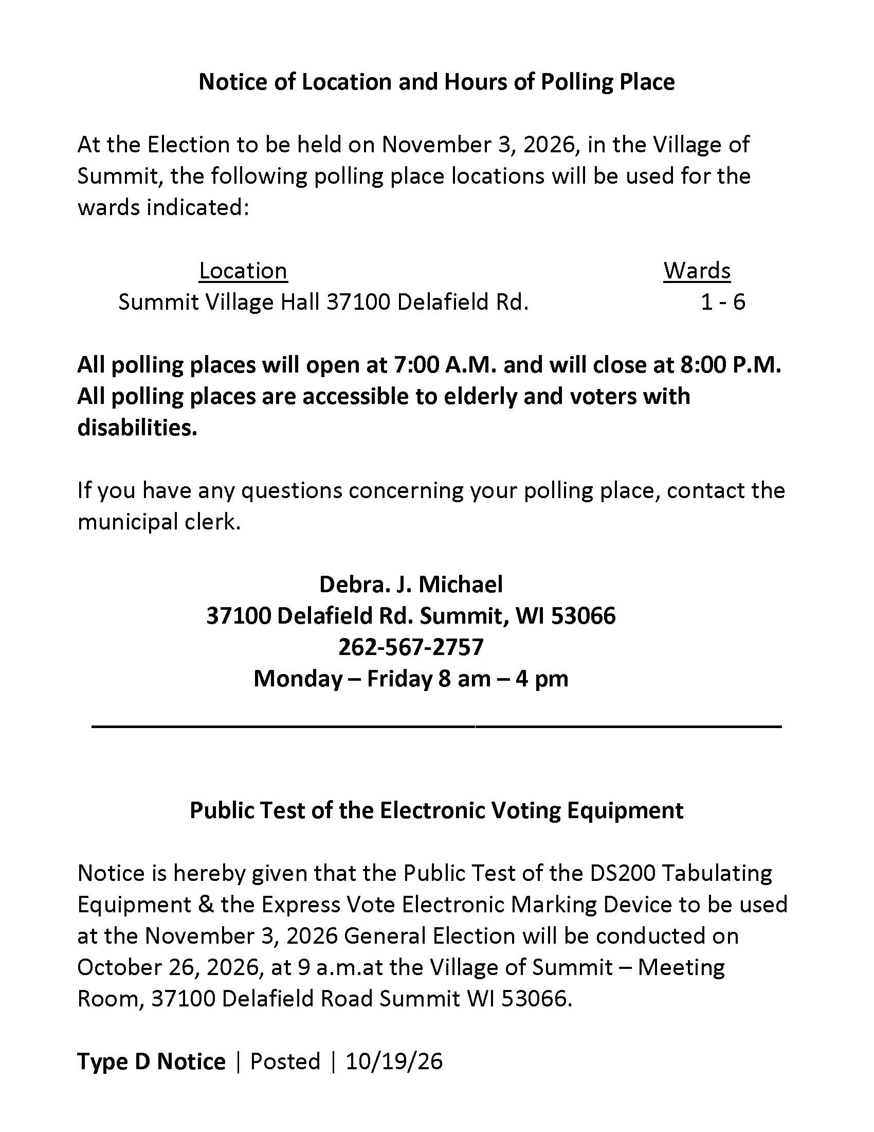 Election: Type D Notice